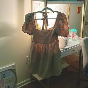 NEVER WORN WITH TAG ON beige, small mini dress with puff sleeves